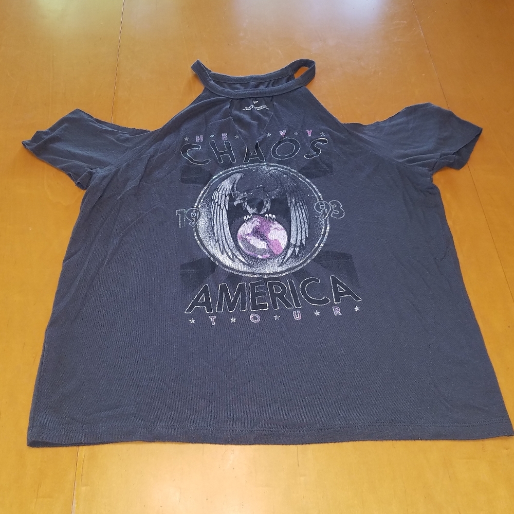 Aeropostale graphic cold shoulder Tshirt. American